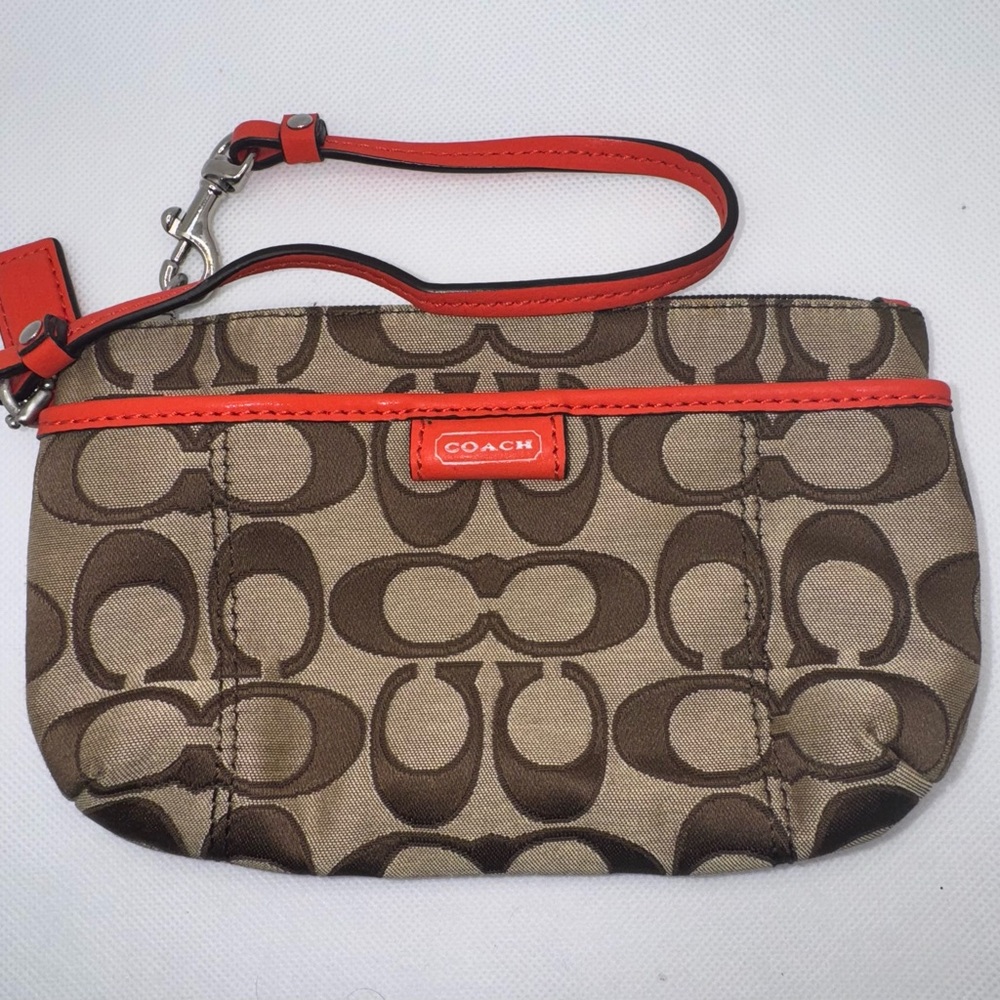 Coach Brown and orange Signature Clutch